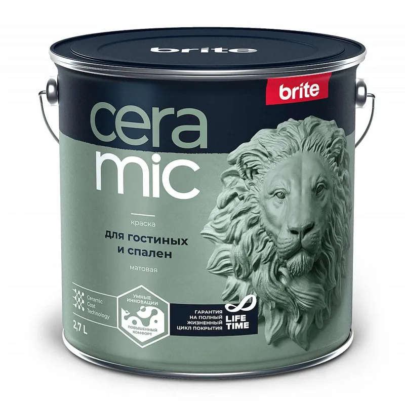 Краска для гостиных и спален Brite Сeramic бесцветная база С 2,7 л_1