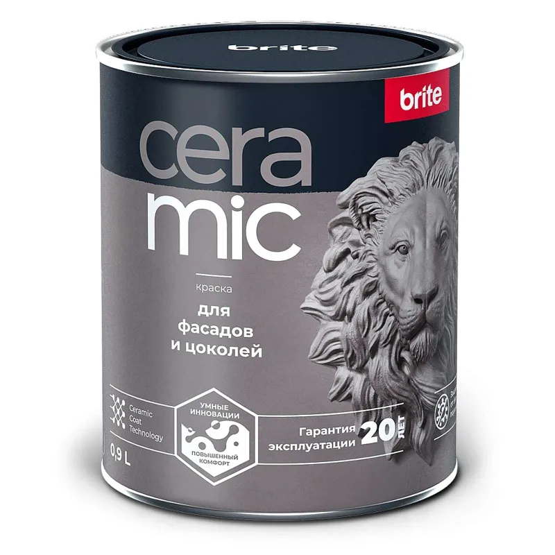 Краска фасадная Brite Ceramic белая база А 0,9 л_1