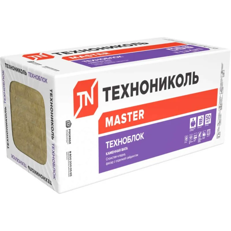 Утеплитель 1200х600х50 мм ТЕХНОНИКОЛЬ Техноблок Стандарт 50 кг/м³ 5,7 м²_1