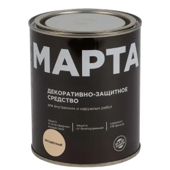 Изображение товара Декоративно-защитное средство для дерева Марта бесцветное 0,75л полуматое Изображение товара Декоративно-защитное средство для дерева Марта бесцветное 0,75л полуматое