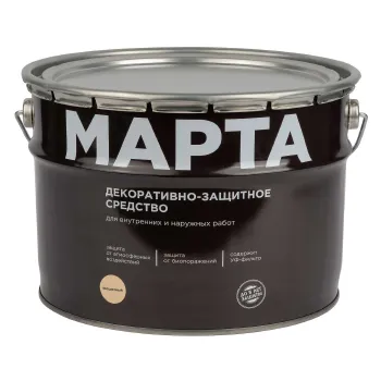 Изображение товара Декоративно-защитное средство для дерева Марта бесцветное 9 л полуматовое Изображение товара Декоративно-защитное средство для дерева Марта бесцветное 9 л полуматовое