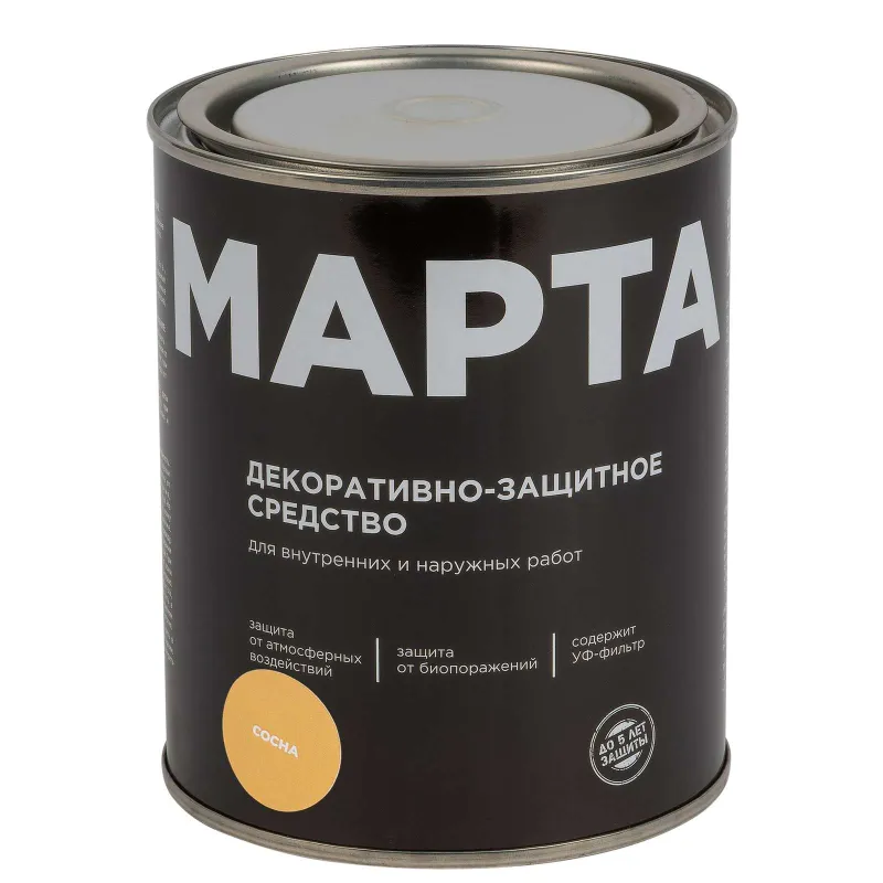 Декоративно-защитное средство для дерева Марта сосна полуматовое 0,75л_1