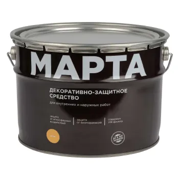 Изображение товара Декоративно-защитное средство для дерева Марта сосна 9 л полуматовое Изображение товара Декоративно-защитное средство для дерева Марта сосна 9 л полуматовое