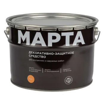 Изображение товара Декоративно-защитное средство для дерева Марта орегон 9л полуматое Изображение товара Декоративно-защитное средство для дерева Марта орегон 9л полуматое