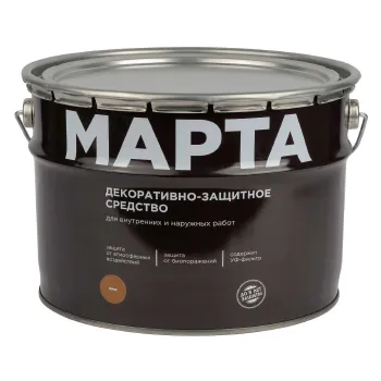 Изображение товара Декоративно-защитное средство для дерева Марта орех 9 л полуматое Изображение товара Декоративно-защитное средство для дерева Марта орех 9 л полуматое