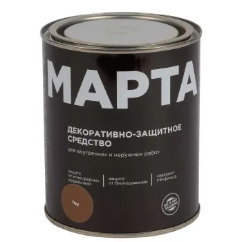 Изображение товара Декоративно-защитное средство для дерева Марта тик полуматовое 0,75л Изображение товара Декоративно-защитное средство для дерева Марта тик полуматовое 0,75л