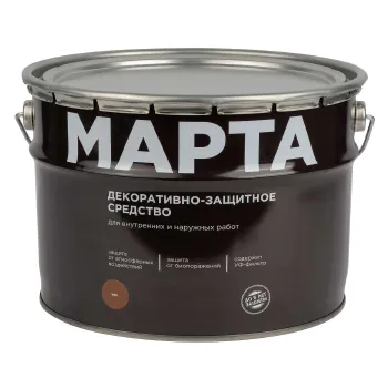 Изображение товара Декоративно-защитное средство для дерева Марта тик 9л полуматое пропитка Изображение товара Декоративно-защитное средство для дерева Марта тик 9л полуматое пропитка