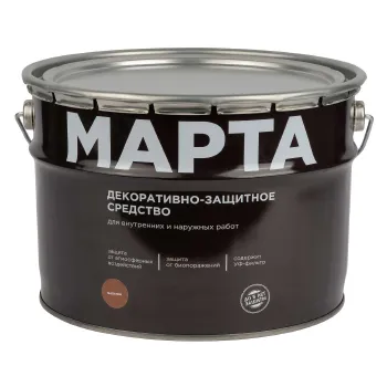 Изображение товара Декоративно-защитное средство для дерева Марта махагон 9л полуматое Изображение товара Декоративно-защитное средство для дерева Марта махагон 9л полуматое