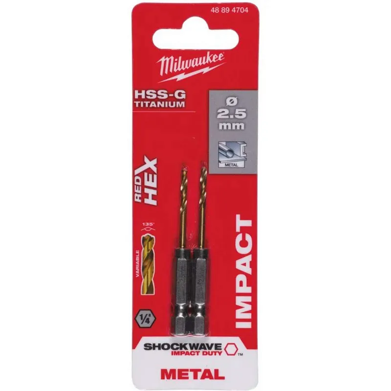 Сверло по металлу 2,5х62/19 мм RedHEX HSS-G TiN Milwaukee 2 шт_1