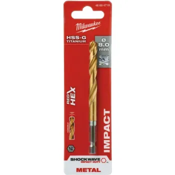 Изображение товара Milwaukee RedHEX HSS-G TiN сверло по металлу 8x111/67 мм Изображение товара Milwaukee RedHEX HSS-G TiN сверло по металлу 8x111/67 мм