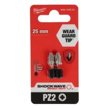 Изображение товара Ударная бита Milwaukee PZ2x25 мм Shockwave 2 шт для шуруповертів Изображение товара Ударная бита Milwaukee PZ2x25 мм Shockwave 2 шт для шуруповертів