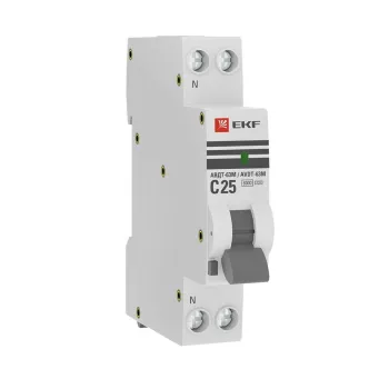 Изображение товара Выключатель автоматический дифференциальный однополюсный 25А 10мА тип А EKF PROxima Изображение товара Выключатель автоматический дифференциальный однополюсный 25А 10мА тип А EKF PROxima