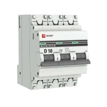 Изображение товара Автоматический выключатель EKF D 10А 3-полюсный 4,5кА PROxima Изображение товара Автоматический выключатель EKF D 10А 3-полюсный 4,5кА PROxima