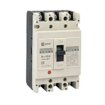 Изображение товара Выключатель автоматический трехполюсный EKF 100/63А 35kA PROxima Изображение товара Выключатель автоматический трехполюсный EKF 100/63А 35kA PROxima