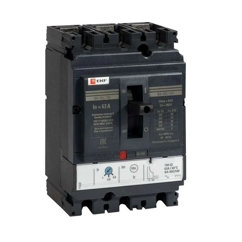 Выключатель автоматический трехполюсный 100/63А 36кА Compact NS PROxima EKF_1