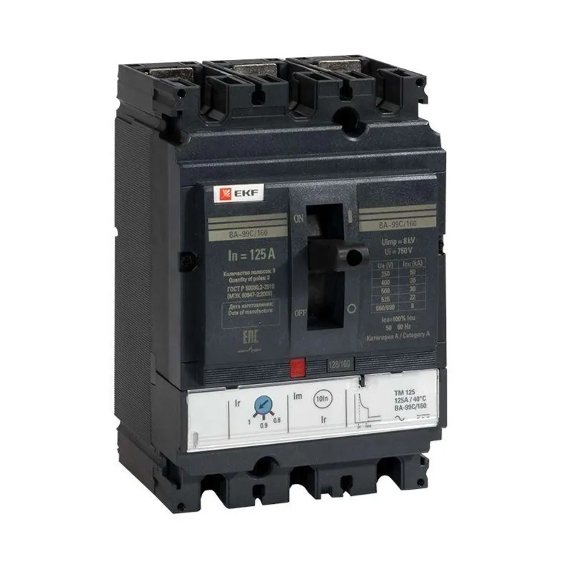 Выключатель автоматический трехполюсный 160/125А 36кА Compact NS PROxima EKF_1