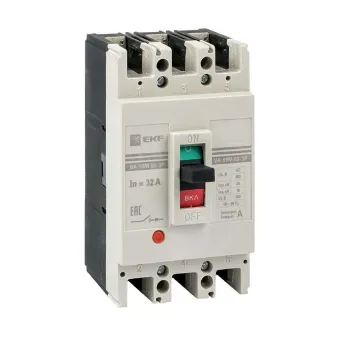 Изображение товара Выключатель автоматический трехполюсный 63/32А 25кА EKF PROxima Изображение товара Выключатель автоматический трехполюсный 63/32А 25кА EKF PROxima
