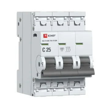 Изображение товара Автоматический выключатель трехполюсный C 25А 6кА EKF PROxima Изображение товара Автоматический выключатель трехполюсный C 25А 6кА EKF PROxima