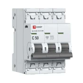 Изображение товара Автоматический трехполюсный выключатель EKF PROxima C 50А 6кА Изображение товара Автоматический трехполюсный выключатель EKF PROxima C 50А 6кА
