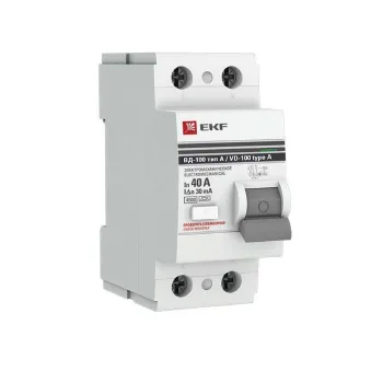 Изображение товара Двухполюсное УЗО 40А 30мА тип A от PROxima EKF для защиты электросетей Изображение товара Двухполюсное УЗО 40А 30мА тип A от PROxima EKF для защиты электросетей