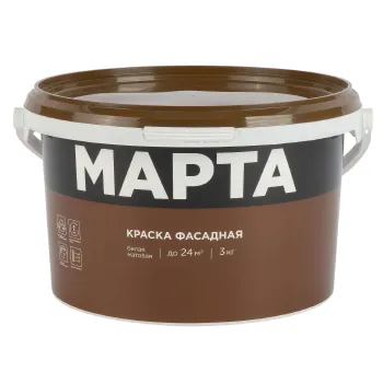 Изображение товара Фасадная краска Марта матовая 3кг для внешних и внутренних работ Изображение товара Фасадная краска Марта матовая 3кг для внешних и внутренних работ