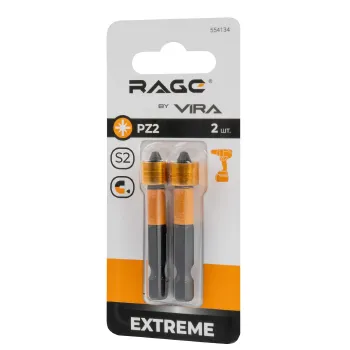 Изображение товара Биты PZ2x50мм RAGE by VIRA 2 шт - односторонние с магнитным наконечником Изображение товара Биты PZ2x50мм RAGE by VIRA 2 шт - односторонние с магнитным наконечником
