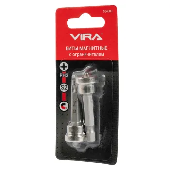 Изображение товара Биты с ограничителем PH2x50мм VIRA 2 шт - надежные инструменты для крепежа Изображение товара Биты с ограничителем PH2x50мм VIRA 2 шт - надежные инструменты для крепежа