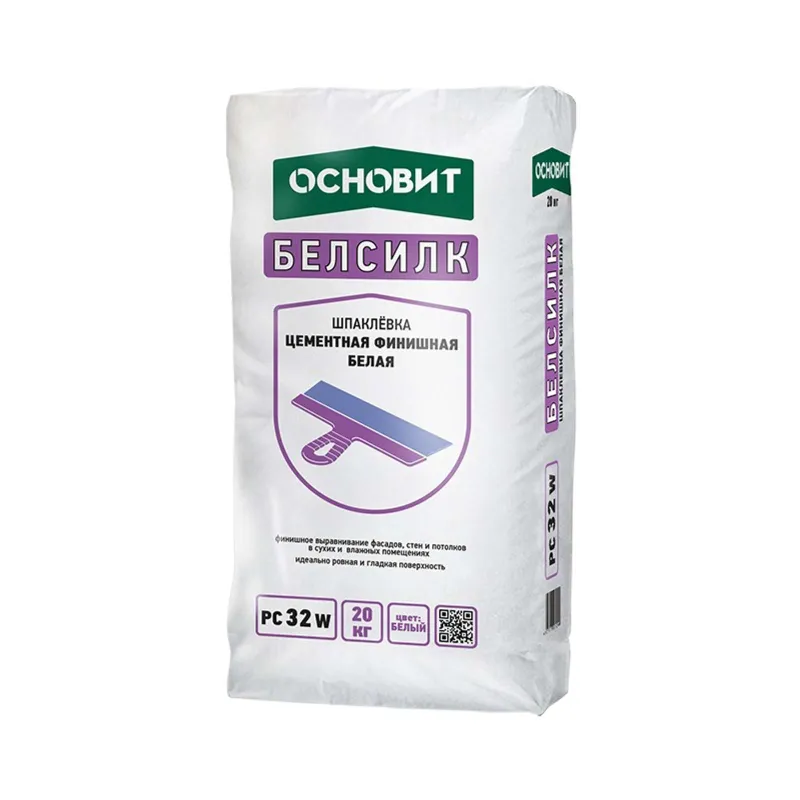 Шпаклевка цементная финишная Основит Белсилк PC32 W белая, 20 кг_1