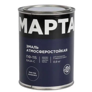 Изображение товара Эмаль ПФ-115 Марта глянцевая 0,9 кг для различных поверхностей Изображение товара Эмаль ПФ-115 Марта глянцевая 0,9 кг для различных поверхностей