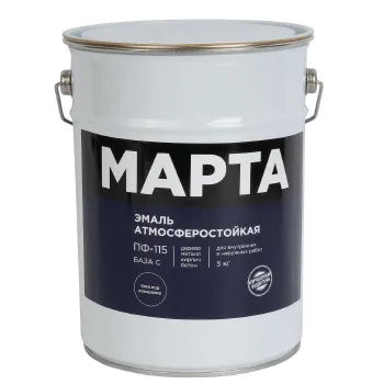 Изображение товара Эмаль ПФ-115 Марта глянцевая 5 кг - универсальное покрытие для ремонта и декора Изображение товара Эмаль ПФ-115 Марта глянцевая 5 кг - универсальное покрытие для ремонта и декора