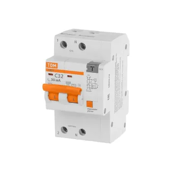 Изображение товара Выключатель автоматический дифференциального тока двухполюсной TDM 32А АС Изображение товара Выключатель автоматический дифференциального тока двухполюсной TDM 32А АС
