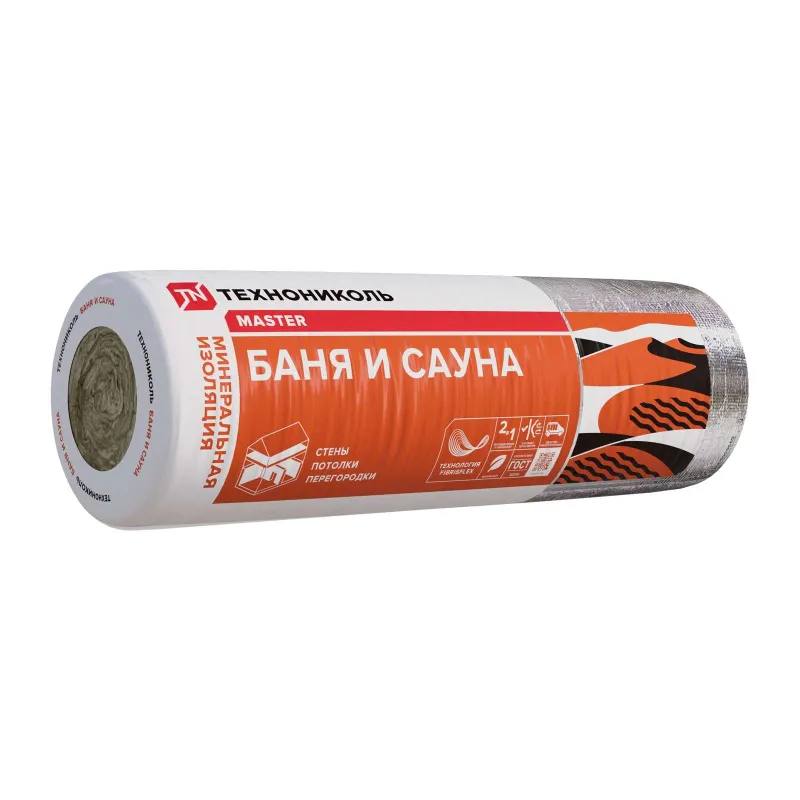 Утеплитель 12500х1200х50мм Технониколь Баня и сауна λ40 фольгированная 15м²_1