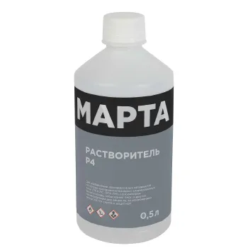 Изображение товара Растворитель Р4 Марта 0.5 л для разбавления лакокрасочных материалов ГОСТ Изображение товара Растворитель Р4 Марта 0.5 л для разбавления лакокрасочных материалов ГОСТ