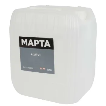 Изображение товара Ацетон 10 л Марта ГОСТ растворитель для красок и эмалей Изображение товара Ацетон 10 л Марта ГОСТ растворитель для красок и эмалей