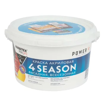 Изображение товара Фасадная краска 4 Season матовая Farbitex 3 кг для наружных и внутренних работ Изображение товара Фасадная краска 4 Season матовая Farbitex 3 кг для наружных и внутренних работ