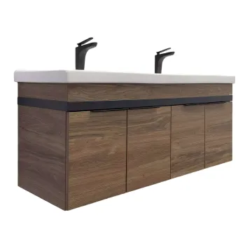 Изображение товара Тумба подвесная Comforty Дуэт 125 с раковиной Гармония 125 дуб темно коричневый Изображение товара Тумба подвесная Comforty Дуэт 125 с раковиной Гармония 125 дуб темно коричневый