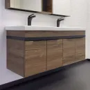 Тумба подвесная Comforty Дуэт 125 с раковиной Гармония 125 дуб темно коричневый_2