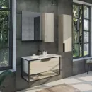 Тумба подвесная Comforty Бонн 90 с раковиной Quadro 90 графит/дуб дымчатый_1