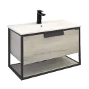 Тумба подвесная Comforty Бонн 90 с раковиной Quadro 90 графит/дуб дымчатый_2