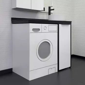 Изображение товара Тумба под стиральную машину Comforty Лозанна 100 белая с раковиной Изображение товара Тумба под стиральную машину Comforty Лозанна 100 белая с раковиной