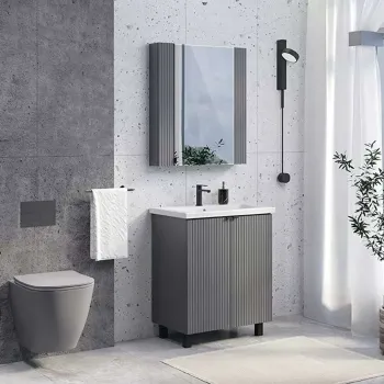 Изображение товара Зеркало шкаф Comforty Лима 70 антрацит стильное и практичное решение Изображение товара Зеркало шкаф Comforty Лима 70 антрацит стильное и практичное решение