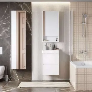 Изображение товара Зеркало шкаф Акватон Сканди 45 белый глянцевый для ванной комнаты Изображение товара Зеркало шкаф Акватон Сканди 45 белый глянцевый для ванной комнаты