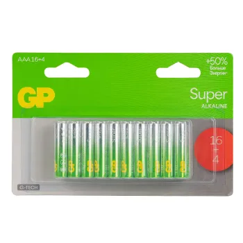 Изображение товара Батарейка алкалиновая GP Super Alkaline 24А AAA 20 шт Изображение товара Батарейка алкалиновая GP Super Alkaline 24А AAA 20 шт