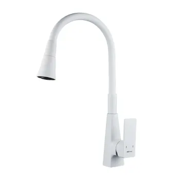 Изображение товара Смеситель для кухни Shevanik S543C-1 белый с гибким изливом Изображение товара Смеситель для кухни Shevanik S543C-1 белый с гибким изливом