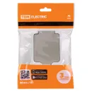 Розетка одноместная накладная с заземлением с крышкой Вуокса серая IP54 TDM_4