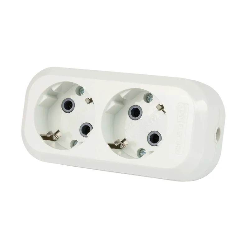 Колодка 2 гнезда с заземлением 16А 250 В IP20 белая TDM_1