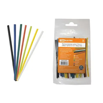 Изображение товара Набор термоусадочных трубок TDM 12/6 100 мм 21 шт разноцветные Изображение товара Набор термоусадочных трубок TDM 12/6 100 мм 21 шт разноцветные