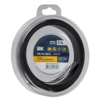 Изображение товара Термоусадочная трубка IEK нг-LS 10/5 черная 2 метра для защиты кабелей Изображение товара Термоусадочная трубка IEK нг-LS 10/5 черная 2 метра для защиты кабелей