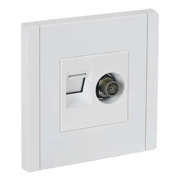 Изображение товара Розетка ТВ+RJ45 Forte&Piano IEK белая для интернета и телевидения Изображение товара Розетка ТВ+RJ45 Forte&Piano IEK белая для интернета и телевидения