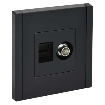 Изображение товара Розетка ТВ и RJ45 Forte&Piano черная IEK для подключения Изображение товара Розетка ТВ и RJ45 Forte&Piano черная IEK для подключения